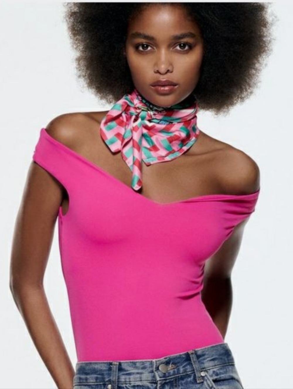​Zara Hot Pink Off the Shoulder Bodysuit - Fuchsia Barbiecore - Large